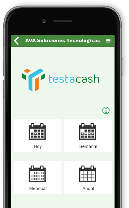 Captura de pantalla de TestaCash. Información de puntos de venta en tiempo real. Facturación, tickets.