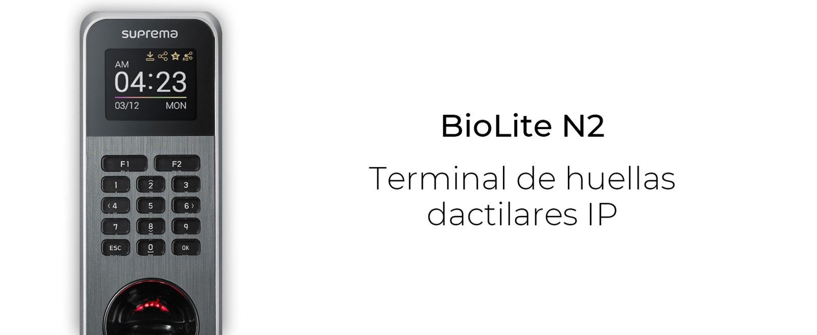 BioLite N2. Terminal de huellas dactilares IP. TestaTime. App de control horario desarrollada por AVA Soluciones Tecnológicas.